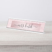 ピンクグリッターバラ金ゴールド先生デスク名プレート デスクネームプレート (正面)