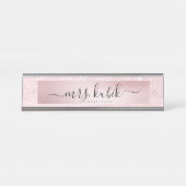 ピンクグリッターバラ金ゴールド先生デスク名プレート デスクネームプレート (正面)