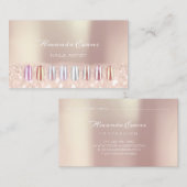 ピンクグリッターバラ金ゴールド爪、 ネイルアーティストアポイントメント 予約カード (正面/裏面)