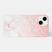 ピンクグリッターバラ-金ゴールドマーブルテクスチャ iPhoneケース (裏面横)