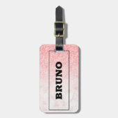 ピンクグリッターバラ-金ゴールド大理石グラデーション ラゲッジタグ (正面縦)