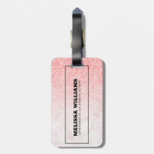 ピンクグリッターバラ-金ゴールド大理石グラデーション ラゲッジタグ (裏面縦)