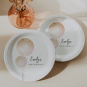 ピンクグリッターバルーン女の子の最初の誕生日パーティー ペーパープレート