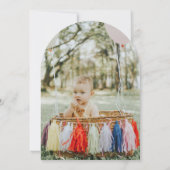 ピンクグリッターバルーン女の子の最初の誕生日パーティー 招待状 (裏面)