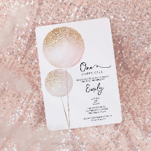 ピンクグリッターバルーン女の子の最初の誕生日パーティー