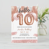 ピンクグリッターバルーン10th誕生日パーティー 招待状 (スタンド正面)