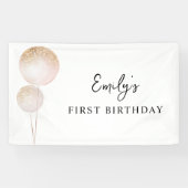 ピンクグリッターバルーン1st誕生日パーティーデコル 横断幕 (横)