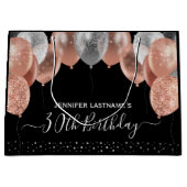 ピンクグリッターバルーン30th誕生日パーティー ラージペーパーバッグ (正面)