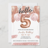 ピンクグリッターバルーン5thバースデーパーティー 招待状 (正面)