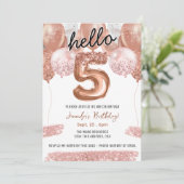 ピンクグリッターバルーン5thバースデーパーティー 招待状 (スタンド正面)