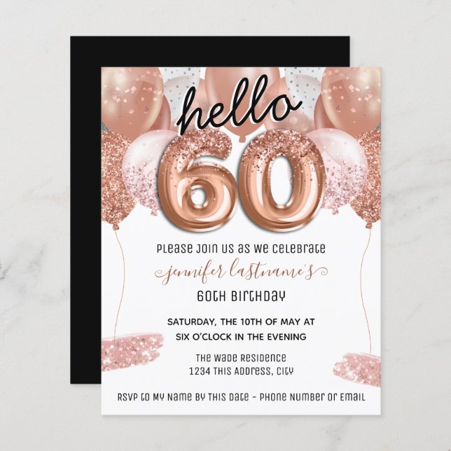 ピンクグリッターバルーン60th誕生日パーティー (正面/裏面)
