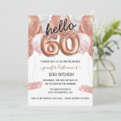 ピンクグリッターバルーン60th誕生日パーティー 招待状 (スタンド正面)