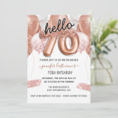 ピンクグリッターバルーン70th誕生日パーティー 招待状 (スタンド正面)