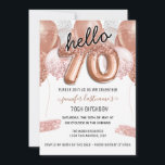 ピンクグリッターバルーン70th誕生日パーティー 招待状<br><div class="desc">上エレガントにフェイク銀とピンクのグリッターのバ縁どーン。すべての文字は調整可能で、簡単は独自のパーティーニーズに合わせて変更できる。誕生日パーティーテンプレートデザイン。</div>