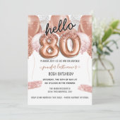 ピンクグリッターバルーン80th誕生日パーティー 招待状 (スタンド正面)