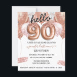 ピンクグリッターバルーン90th Birthday Party<br><div class="desc">上エレガントにフェイク銀とピンクのグリッターのバ縁どーン。すべての文字は調整可能で、簡単は独自のパーティーニーズに合わせて変更できる。誕生日パーティーテンプレートデザイン。</div>