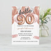 ピンクグリッターバルーン90th Birthday Party 招待状 (スタンド正面)