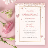 ピンクグリッターバレンタインスイートハート1日 招待状