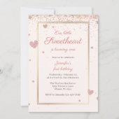 ピンクグリッターバレンタインスイートハート1日 招待状 (正面)