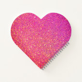 ピンクグリッターバレンタインデラブハートシェイプ名 ノートブック (裏面)