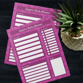 ピンクグリッターパターパーソナライズされたン毎日プランナー ノートパッド