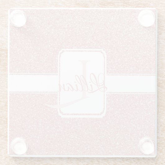 ピンクグリッターパーソナライズされたガラスコースター ガラスコースター (裏面)