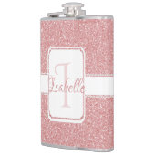 ピンクグリッターパーソナライズされたフラスコ フラスク (左)