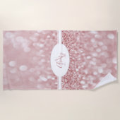 ピンクグリッターパーソナライズビーチタオル ビーチタオル (正面)
