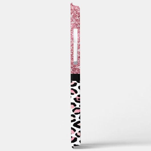 ピンクグリッターヒョウ印刷きらめく パーソナライズされた Case-Mate iPhoneケース (裏面 / 左)