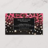 ピンクグリッターヒョウ印刷とダイヤモンド 名刺 (裏面)