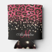 ピンクグリッターヒョウ印刷とダイヤモンド 缶クーラー (裏面)