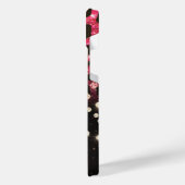 ピンクグリッターヒョウ印刷とダイヤモンド iPhoneケース (左側面)