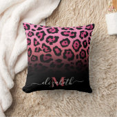 ピンクグリッターヒョウ印刷 クッション (ブランケット)