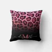 ピンクグリッターヒョウ印刷 クッション (裏面)
