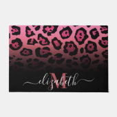 ピンクグリッターヒョウ印刷 ドアマット (正面)