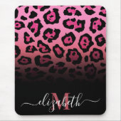 ピンクグリッターヒョウ印刷 マウスパッド (正面)