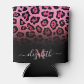 ピンクグリッターヒョウ印刷 缶クーラー (正面)