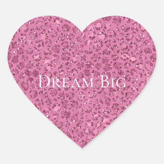 ピンクグリッターヒョウ ハートシール (正面)