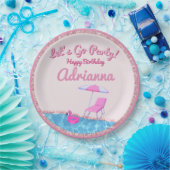 ピンクグリッタービーチパーティー ペーパープレート (パーティー)