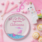 ピンクグリッタービーチパーティー ペーパープレート (パーティー)