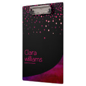 ピンクグリッターフェイクスパークル紙吹雪モダン クリップボード (左)