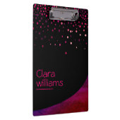 ピンクグリッターフェイクスパークル紙吹雪モダン クリップボード (右)