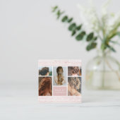 ピンクグリッターフォトコラージュ美容師 スクエア名刺 (スタンド正面)