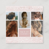 ピンクグリッターフォトコラージュ美容師 スクエア名刺 (正面)