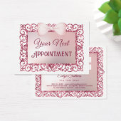 ピンクグリッターフレームボウアポイントメントカード (デスク)