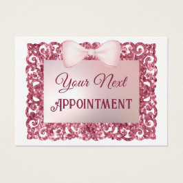 ピンクグリッターフレームボウアポイントメントカード