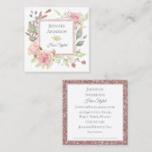 ピンクグリッターフローラアポイントメント名刺 スクエア名刺 (正面/裏面)