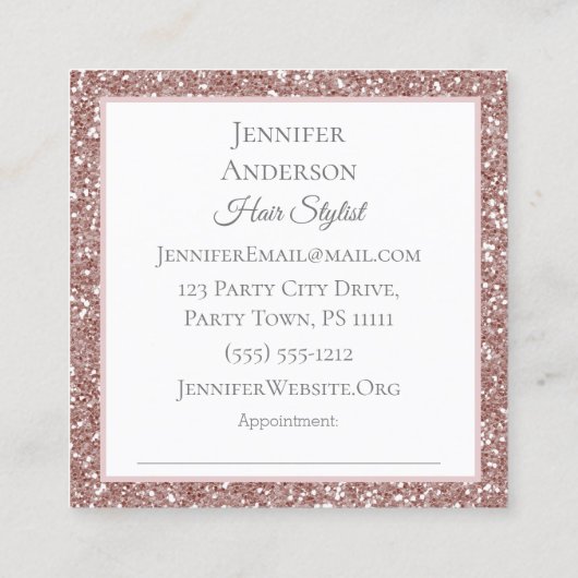 ピンクグリッターフローラアポイントメント名刺 スクエア名刺 (裏面)