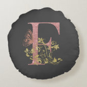 ピンクグリッターフローラ文字F ラウンドクッション (裏面)