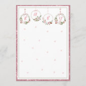 ピンクグリッターフローラ水彩ハートベビーシャワー 招待状 (裏面)